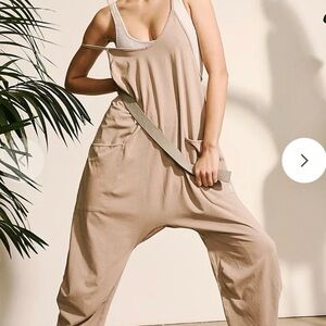 Free People khaki hot shot Jumpsuit with Pockets